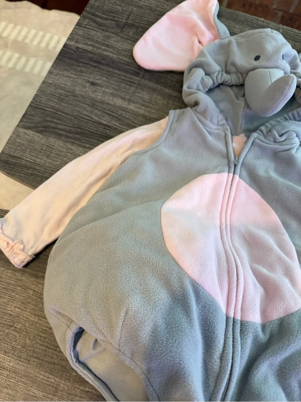 Carter’s Baby Elephant Costume Gray Pink Fleece Hooded 12 Months